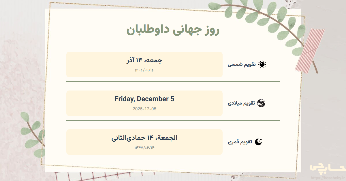 تصویر رویداد روز جهانی داوطلبان - جمعه، ۱۴ آذر (Friday, December 5) - الجمعة، ۱۴ جمادی‌الثانی