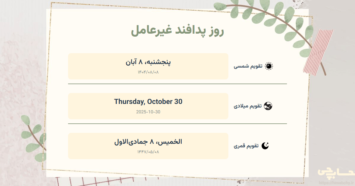 تصویر رویداد روز پدافند غیرعامل - پنجشنبه، ۸ آبان (Thursday, October 30) - الخميس، ۸ جمادی‌الاول