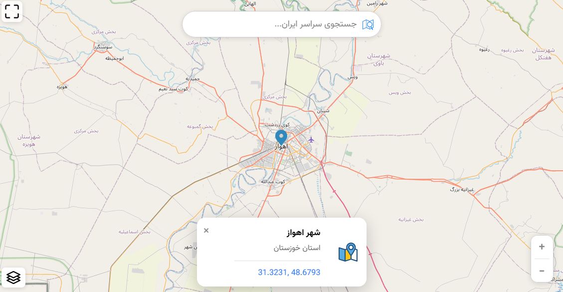 نقشه اهواز و اطلاعات جغرافیایی