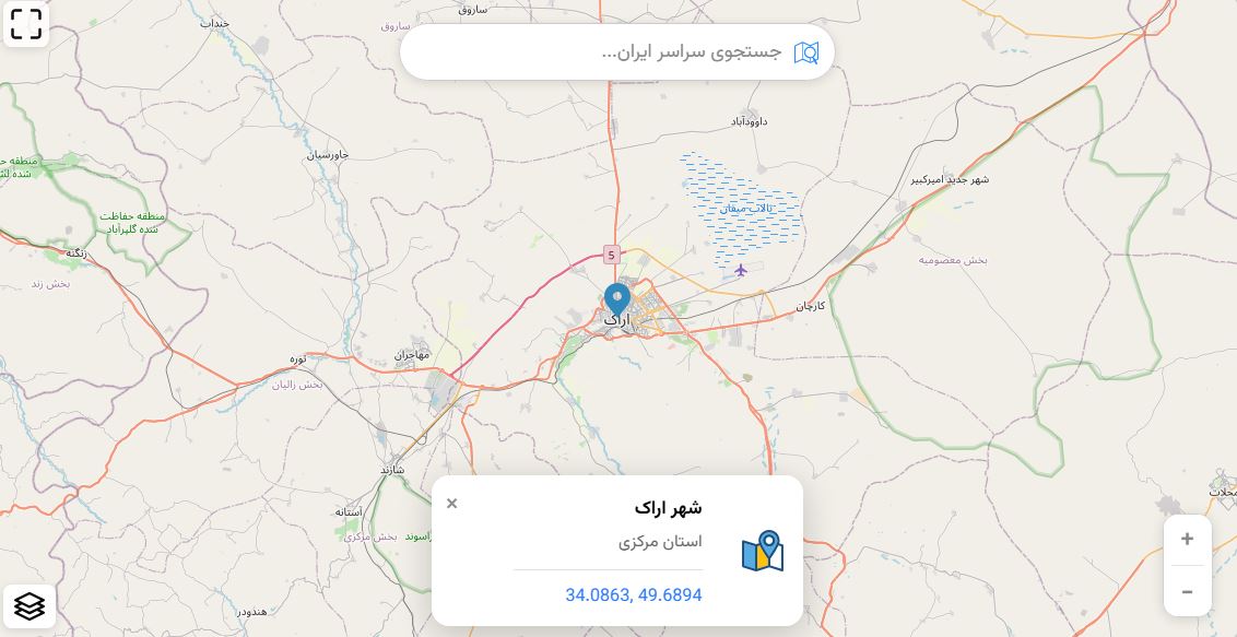 نقشه آنلاین اراک در حسابچی