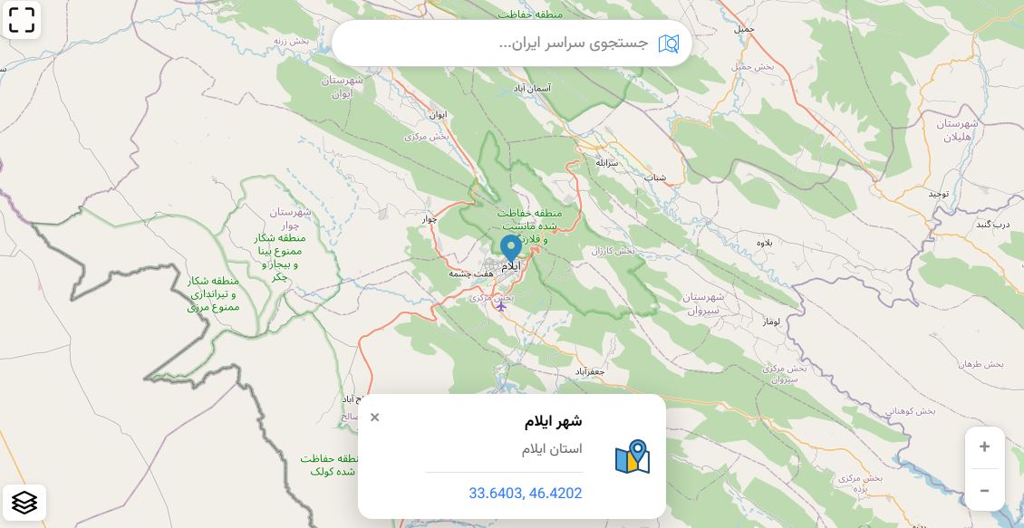نقشه ایلام و مسیرهای شهری