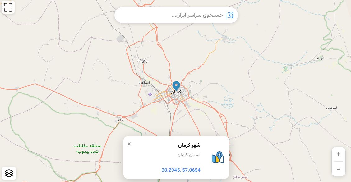 نقشه کرمان و اطلاعات جغرافیایی