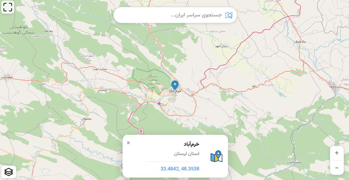 نقشه خرمآباد و مناطق اطراف