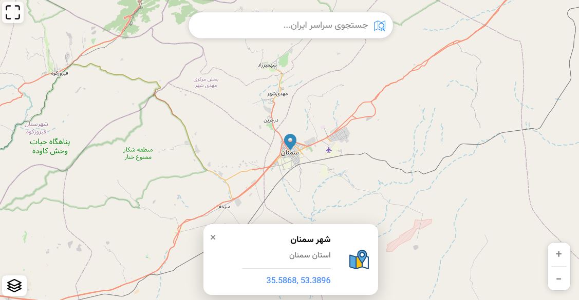 نقشه سمنان و اطلاعات جغرافیایی