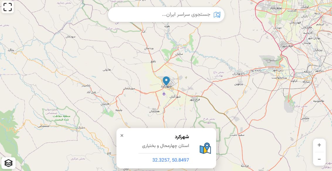 نقشه شهرکرد و اطلاعات جغرافیایی