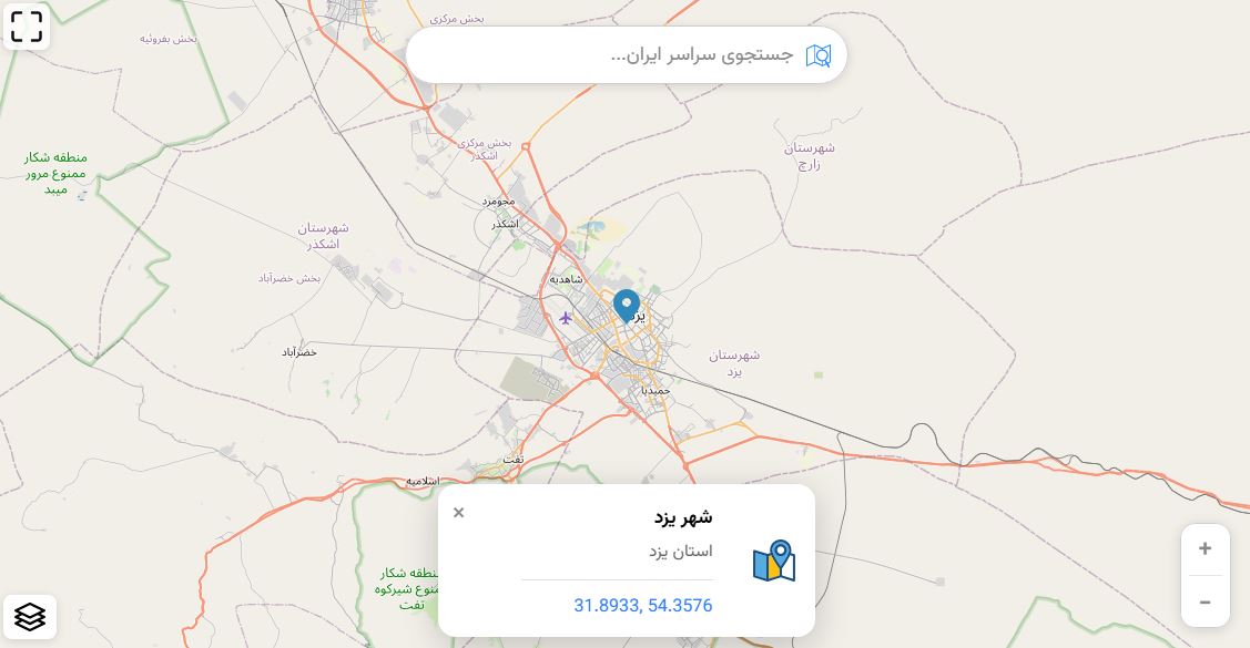 نقشه یزد و بافت تاریخی