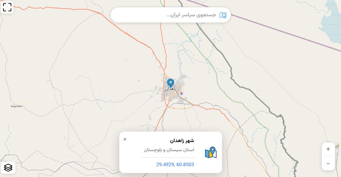 نقشه زاهدان و مسیرهای شهری